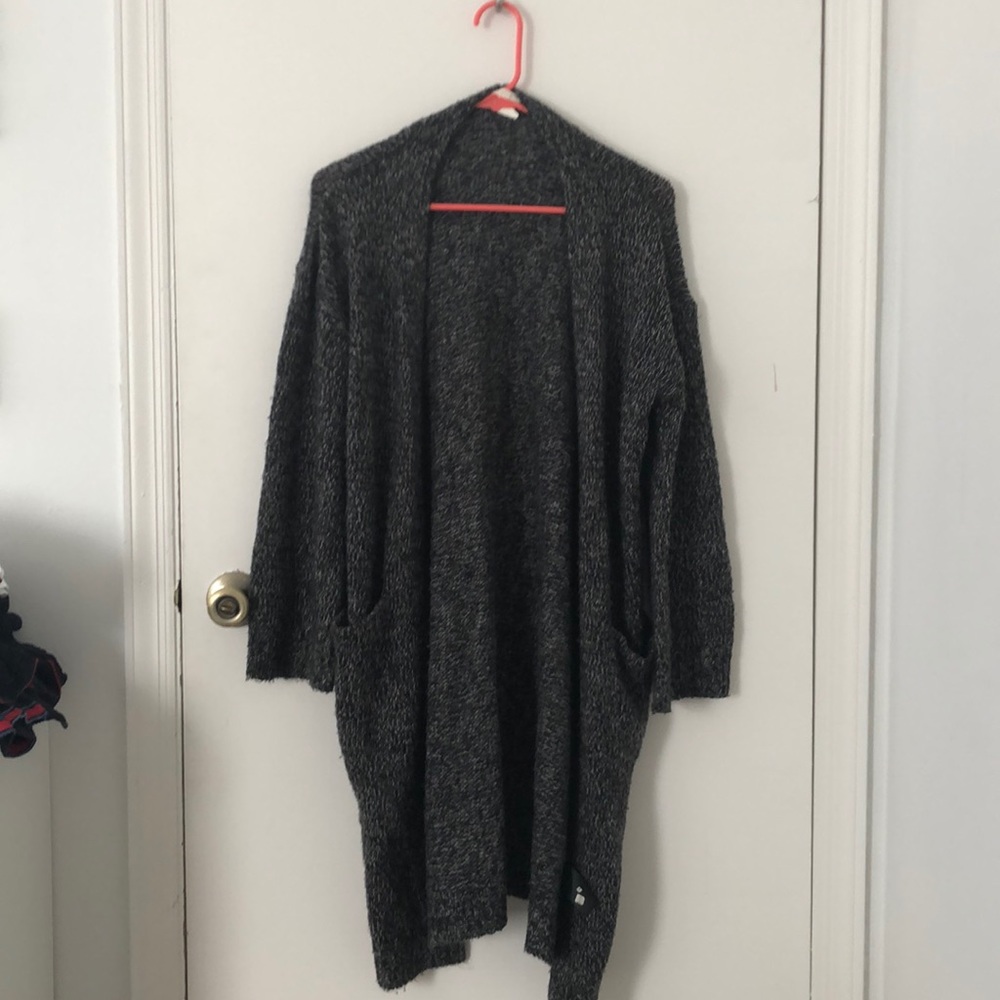 gray knit long cardigan